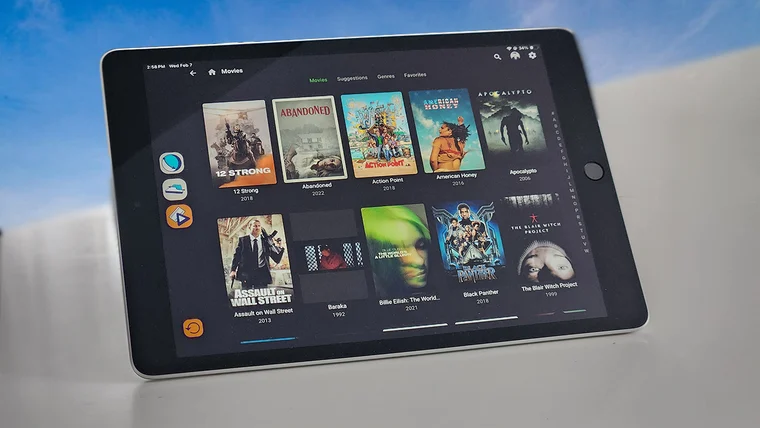 The Robin app showing the on-demand media library available in the cabin